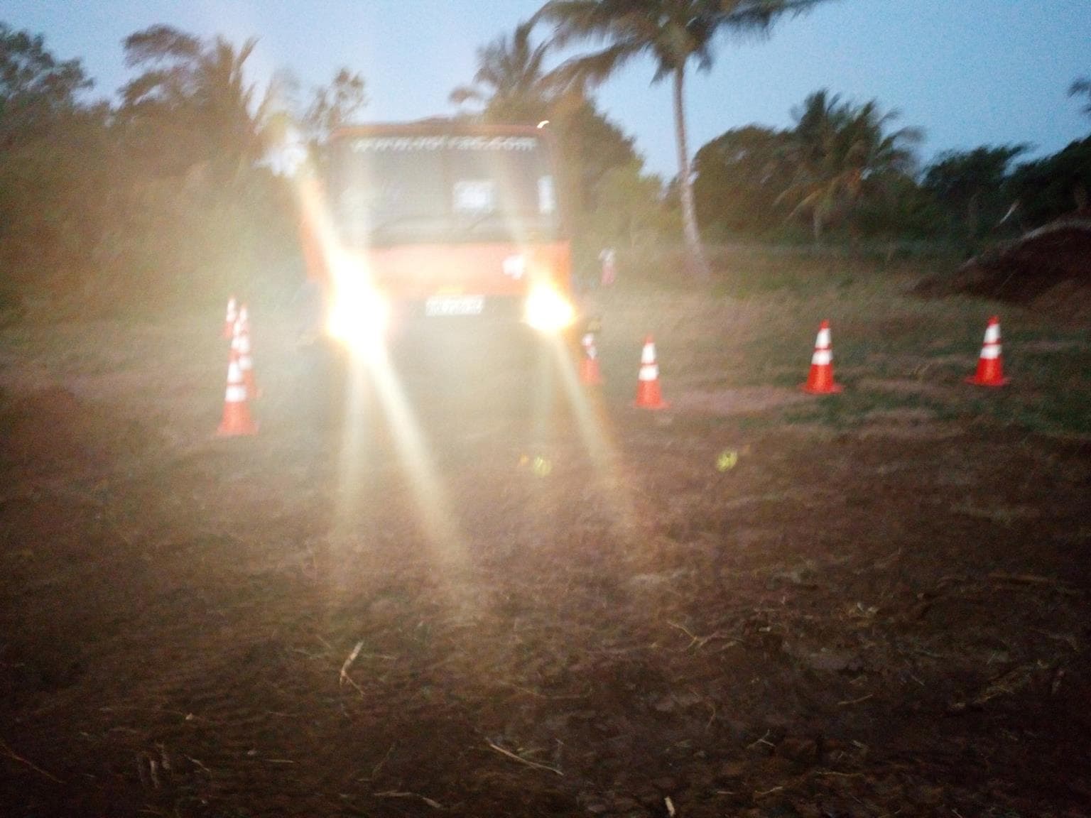 Field course at sunset